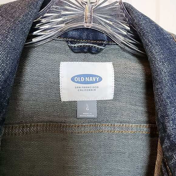 Old Navy Denim Jean Jacket Size Large Blue Button Front Classic Style Unisex - Picture 3 of 5